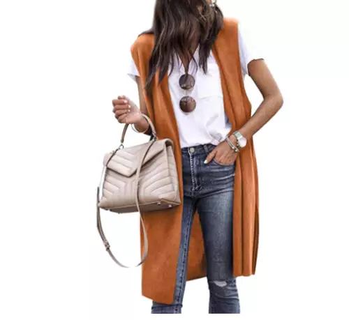 Women's Casual Sleeveless Open Front Tunic Vest Long Cardigan Tops Waistcoat New - Picture 9 of 30