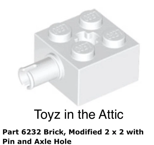 Lego 1x 6232 White Brick, Modified 2 x 2 with Pin and Axle Hole 10497