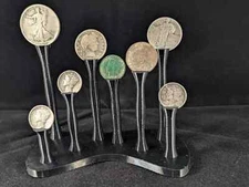 Coin Tower, Coin Collection Display - 8 pedestals, elegant coin holder