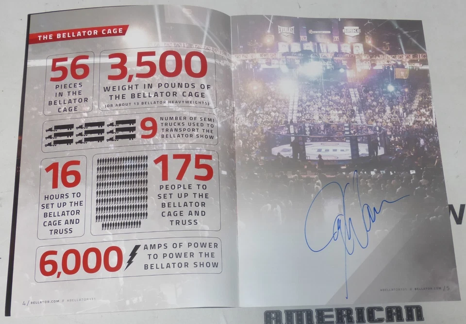 Tito Ortiz & Stephan Bonnar Will Brooks +12 Signed Bellator MMA 131 Program UFC - Image 3 of 4