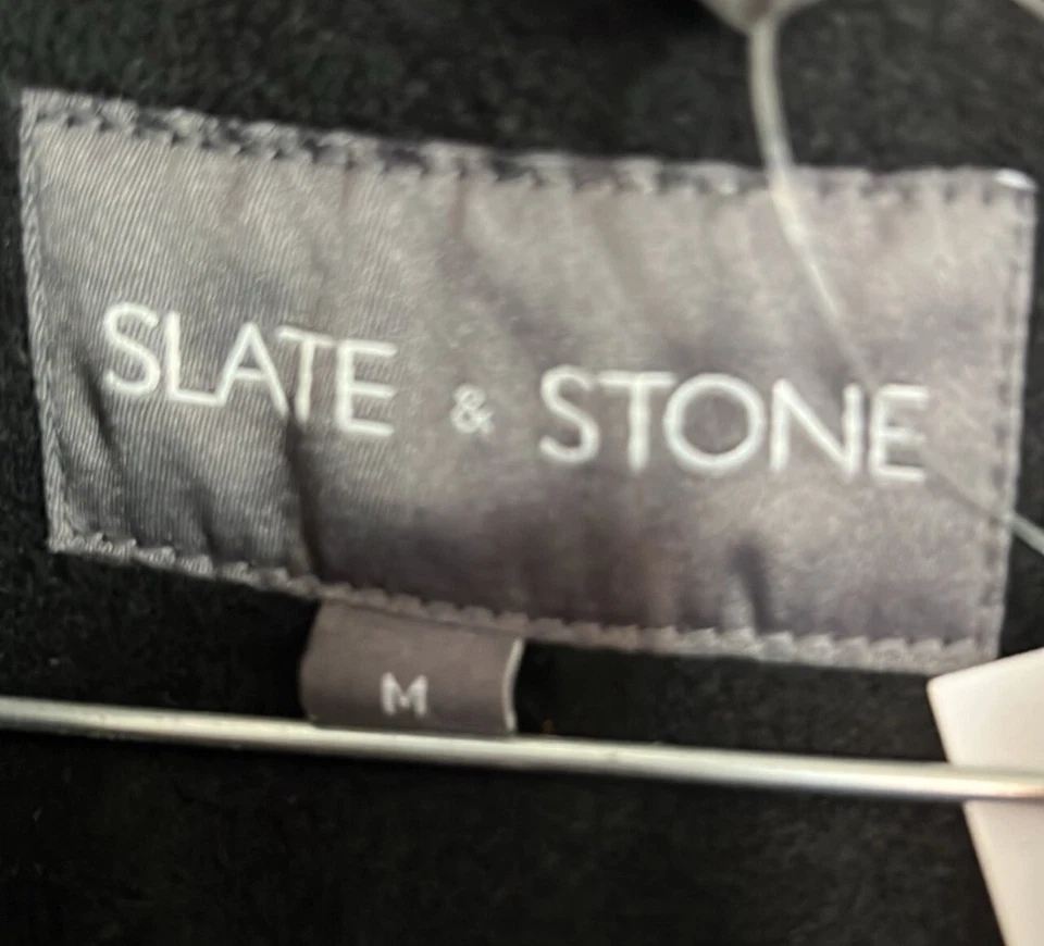 Slate & Stone Mens “Stephen” Wool Blnd Peacoat Faux Collar Black M NWT MSRP $699 - Image 2 of 4