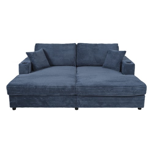 86.5" Oversized Loveseat Chaise Lounge Sectional Sofa Bed Corduroy Sleeper Sofa - Picture 9 of 12