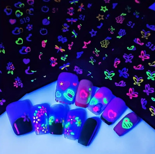 24 Sheets 3D Glow in The Dark Neon Nail Stickers - Picture 10 of 10