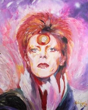 Sedef Gali, David Bowie, Acrylic and Spray Paint on Canvas, signed and dated low