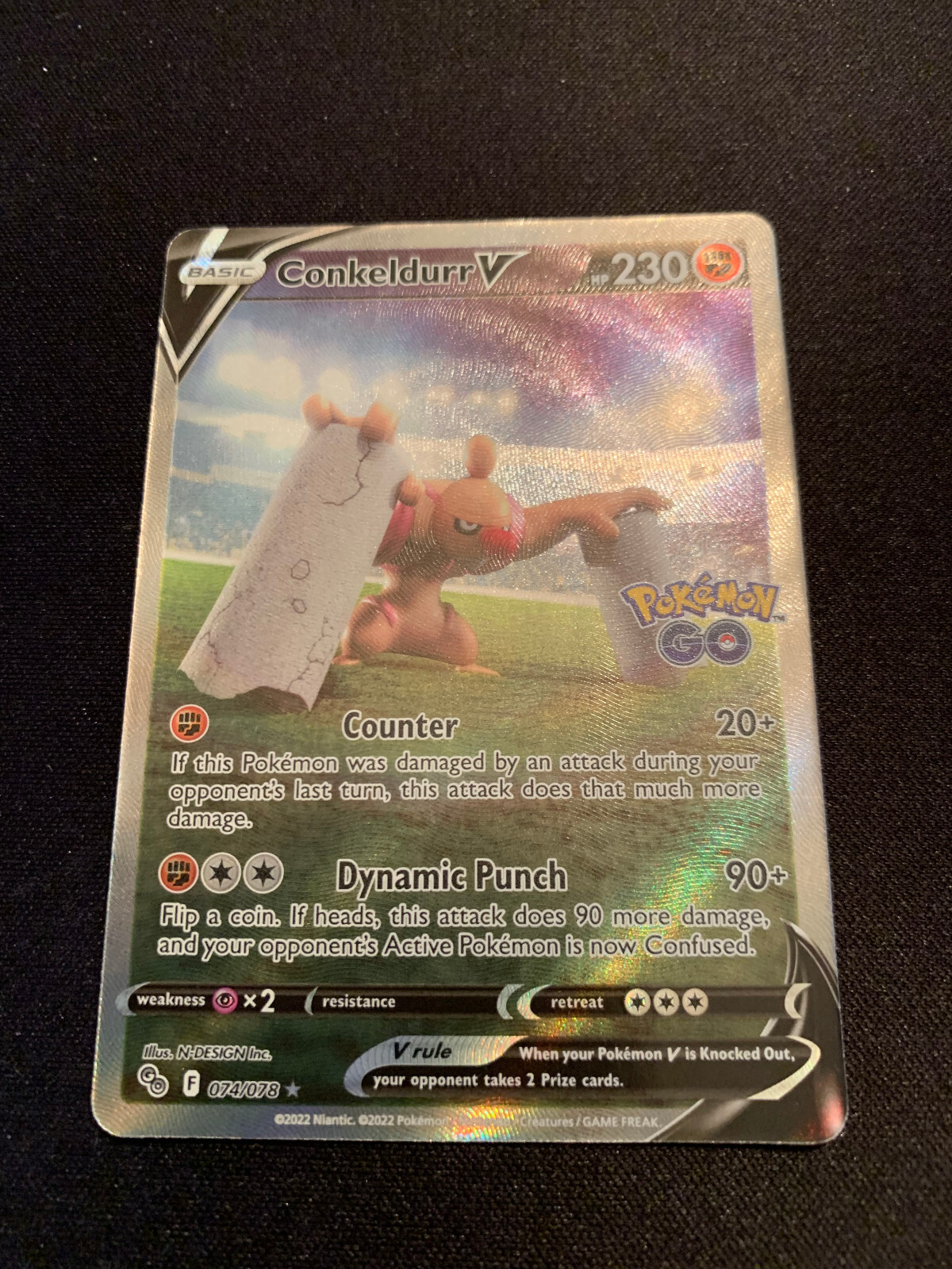 Conkeldurr V AltArt RARE Holo POKEMON GO TCG CARD 074/078 NEW eBay