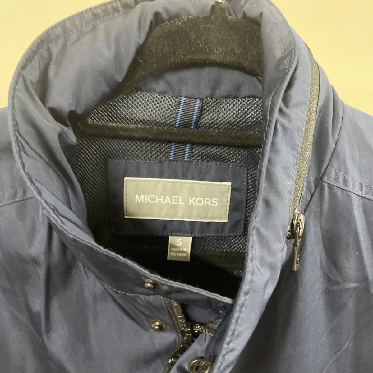 michael kors mens waterproof jacket With Hood small navy blue