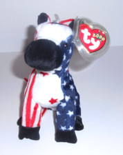 TY Lefty 2000 Beanie Baby With Political Donkey United States American Flag.....