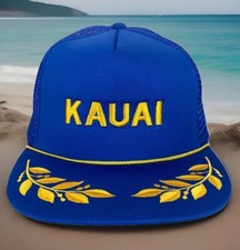 Kauai Hawaii Vintage Snapback Trucker Mesh Hat Scramble Eggs Headwear Rope NOS