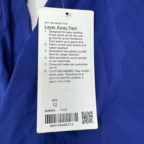NWT Ivivva by Lululemon Girls Athletic Layer Away Pant Blue Preppy Size 12 - Picture 3 of 11