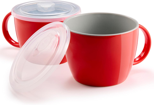 Soup Mugs, Soup Cups with Lid, Microwavable Soup Bowl with Handles ...