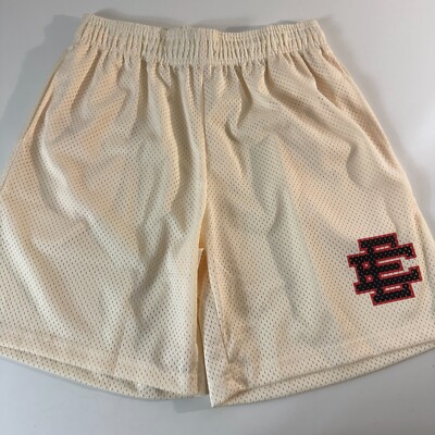 Eric Emanuel EE Cream Basic Shorts Men's Size XL Black/Red Logo Mesh NEW