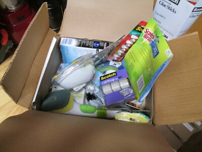 BOX SCHOOL SUPPLIES 3M TAPE GLUE NEXCARE SCRUBBERS ETC OVER $100.00