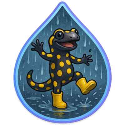 Feuersalamander im Regen Aufkleber 30x30 cm Lustig Tier Gummistiefel Geschenk