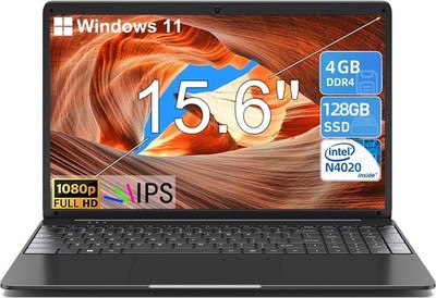 SGIN 15.6'' Laptop Quad Core Windows 11 Notebook 4GB RAM 128GB SSD FHD Display