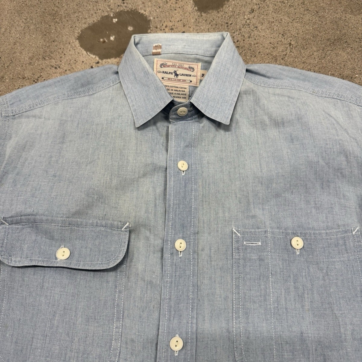 Vintage Polo Ralph Lauren Shirt Mens M Blue Chambray