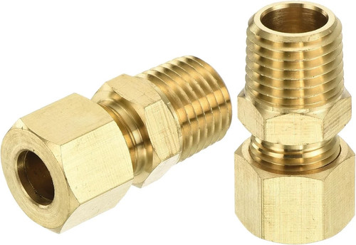 3Pcs Brass Compression Tube Fitting, 5/16" Tube OD x 1/4" NPT Male Connector Str