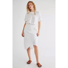 Free People Beach Leila Midi Dress Ivory White Cotton Casual Coverup Boho Large