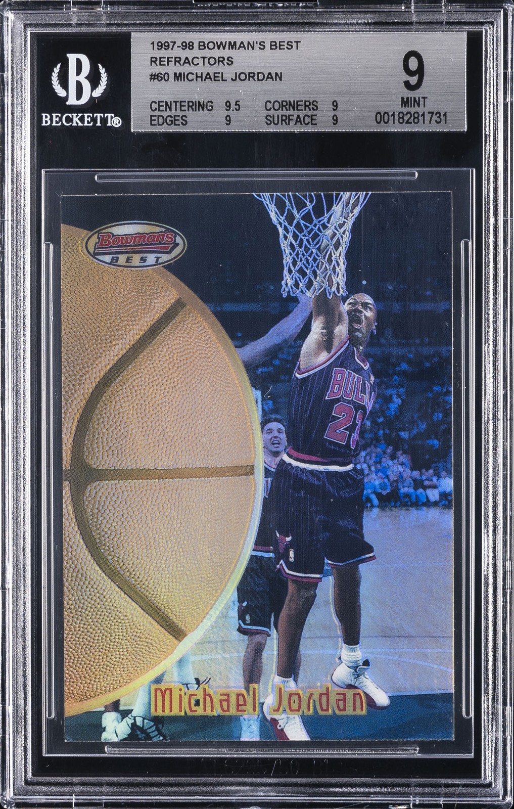 1997-98 BOWMAN'S BEST REFRACTORS #60 MICHAEL JORDAN BGS 9