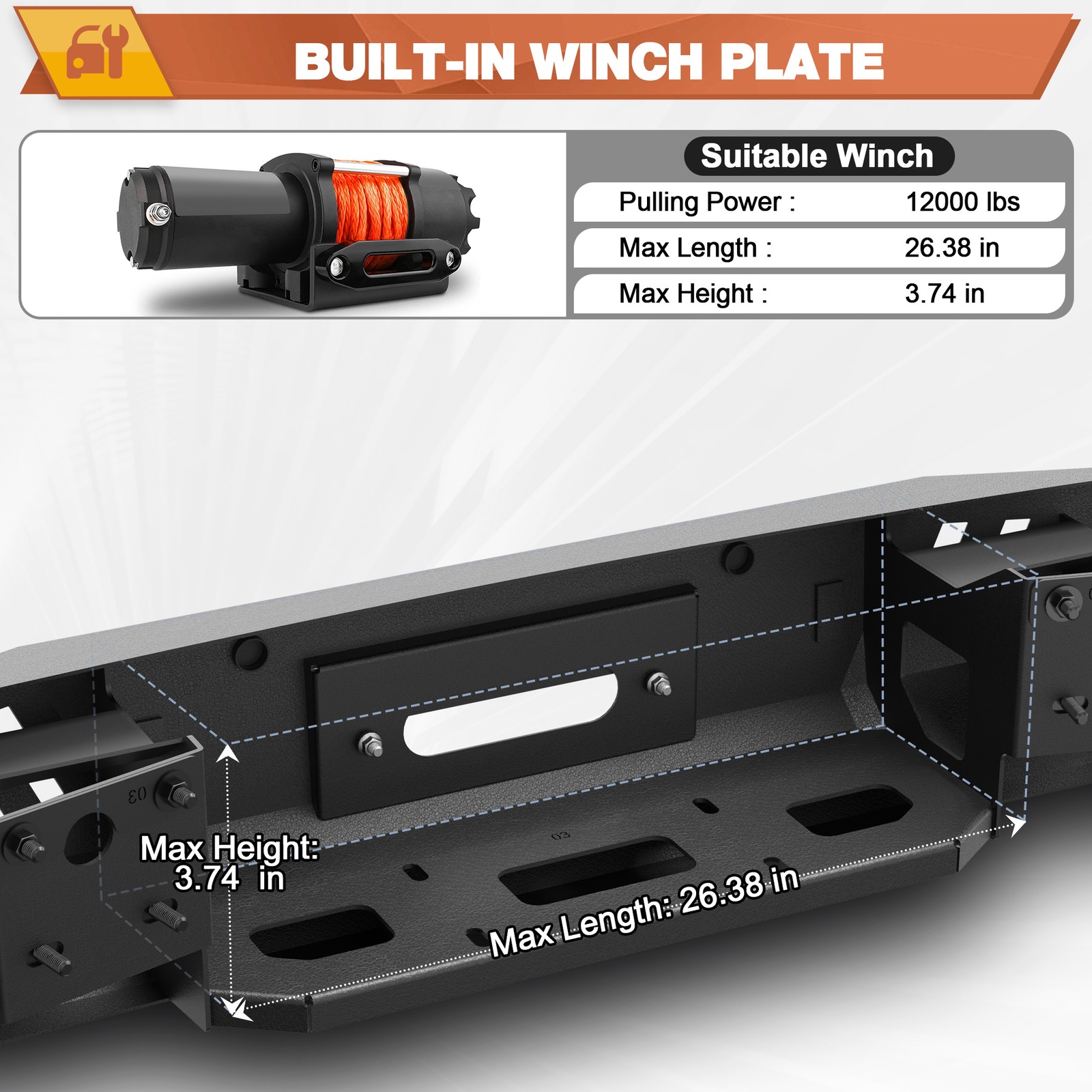 Front Bumper W/ Winch Plate for 2022-2025 Toyota Tundra 3rd Gen Pickup Truck