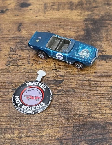 1969 HOT WHEELS HK Redline LIGHT MY FIREBIRD Spectraflame Aqua / Brown w/Button!