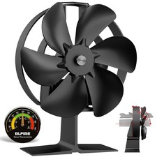 BLFIRE Log Burner Fan Adjustable Airflow, 6-Blade Stove Large, Black