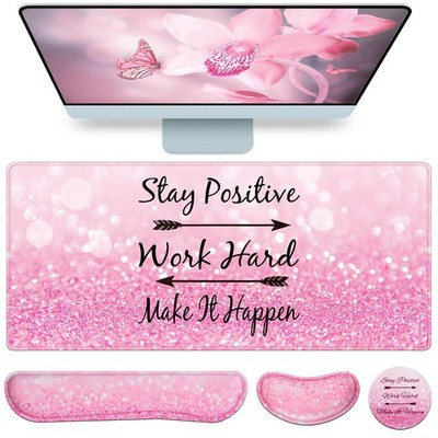 Mousepad Pink, Mouse Pad with Wrist Rest, 4-in-1 Large Mousepad+Keyboard Wris...