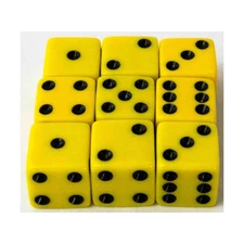 Koplow Opaque Dice d6 16mm - Yellow (Pipped) (10) New