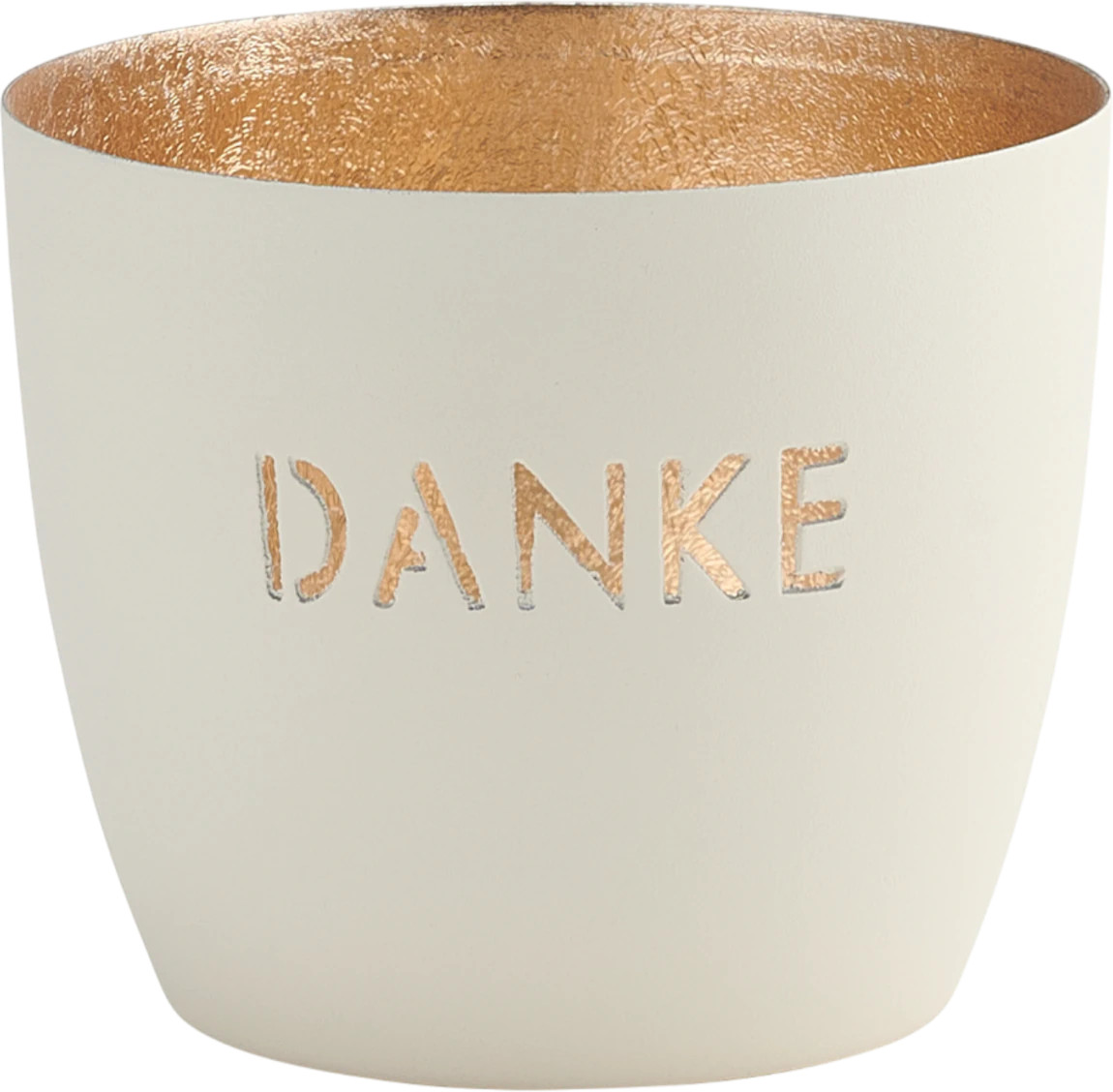 GIFTCOMPANY Madras, Windlicht, M, Motiv: Danke, Weiß/gold Farbe weiß/gold