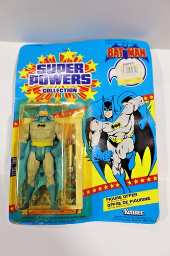 VINTAGE BATMAN 1984 SUPER POWERS  KENNER DC COMIC BOOK Figure DAMAGED CARD SEALE