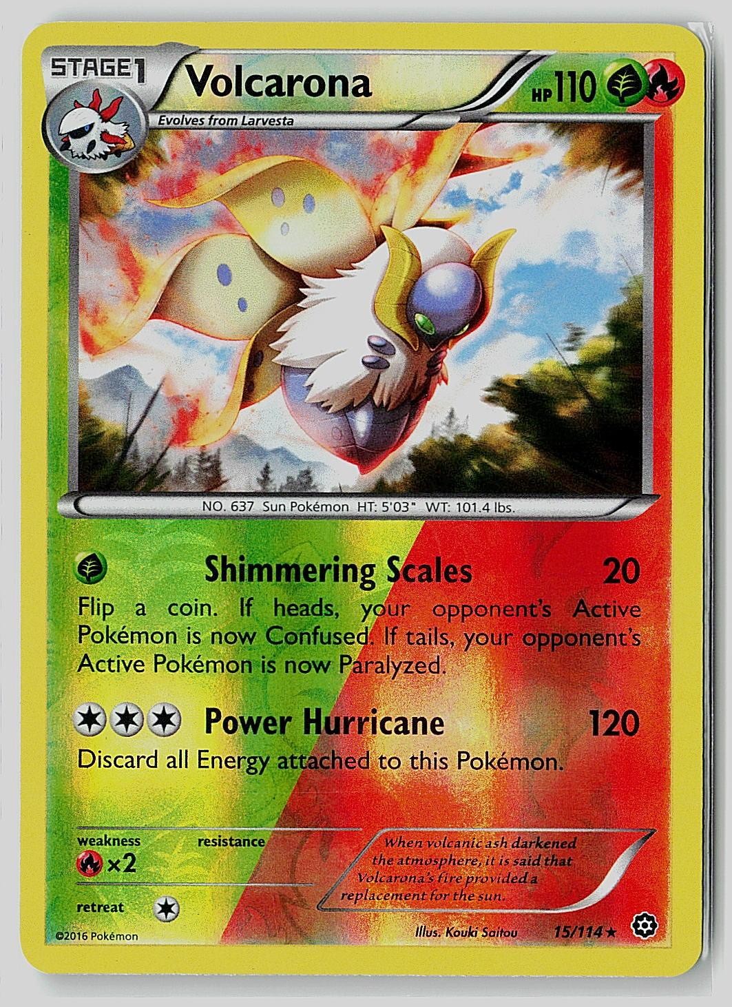 Volcarona 15/114 Reverse Holo Rare Steam Siege Pokemon Near Mint