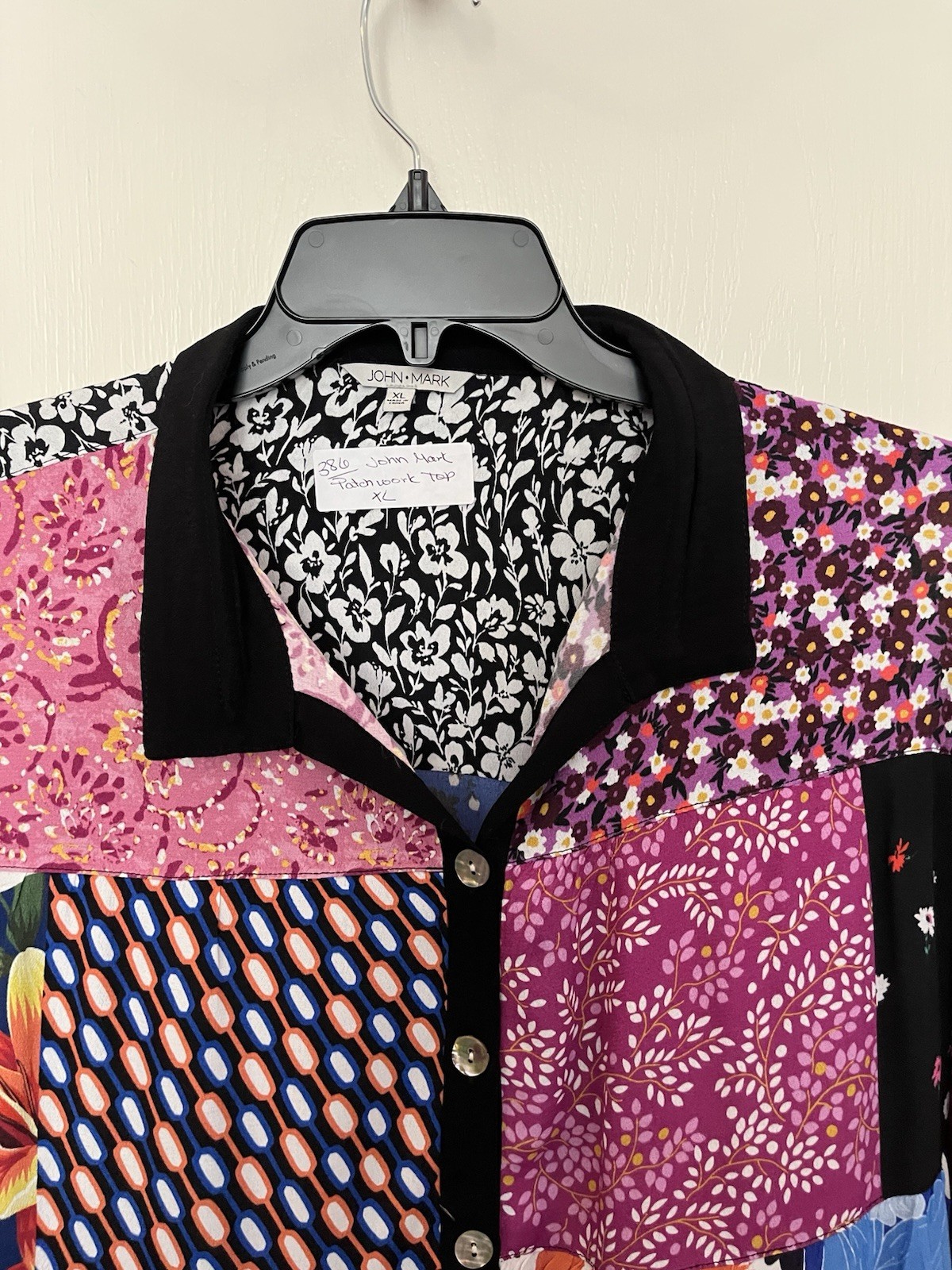 John Mark Button Patchwork Top XL Fun Top - image 7