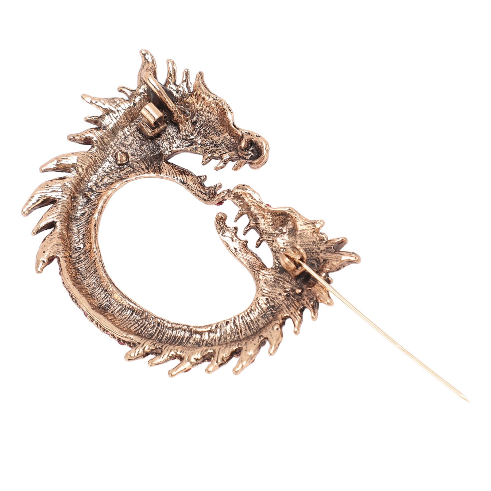 Zodiac Chinese Dragon Brooch Pin Dual Heads Sparkling Antique Chinese Dragon