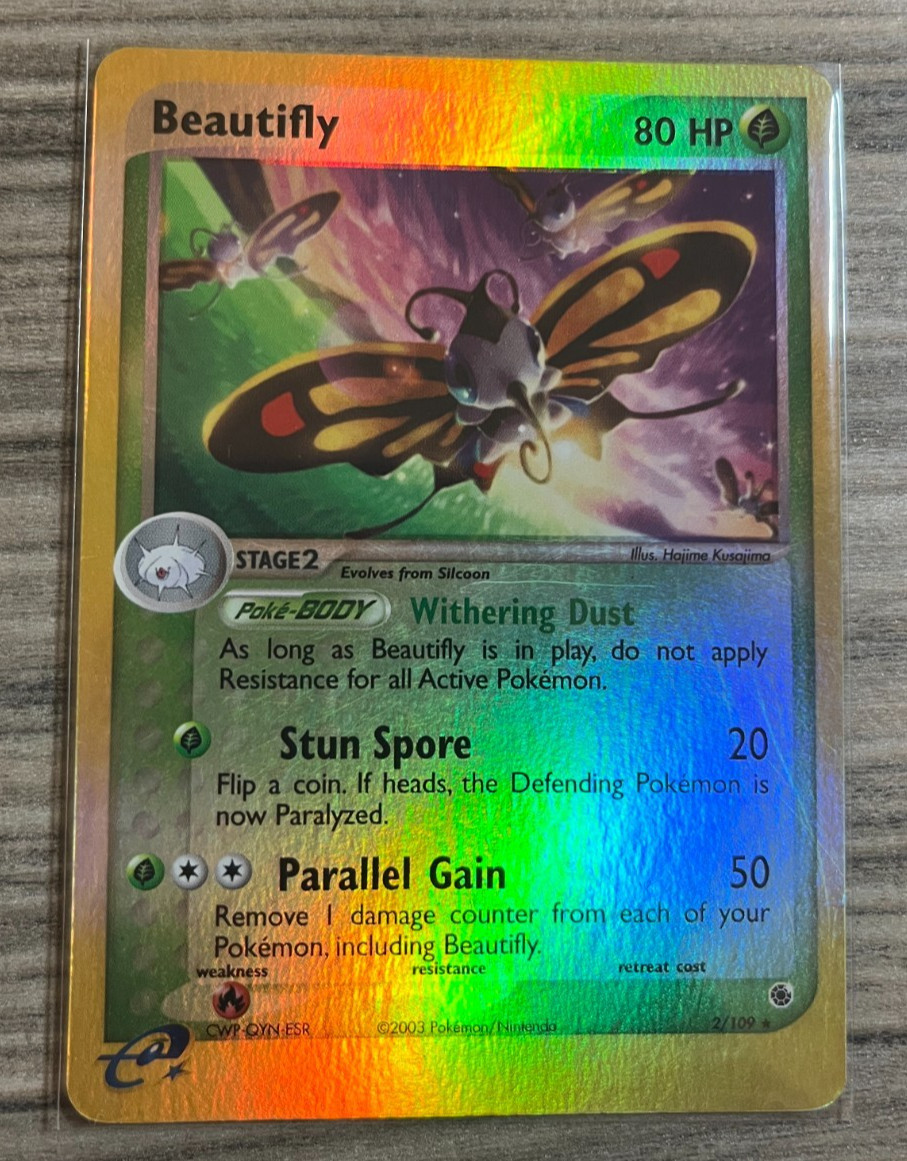 Pokémon TCG Beautifly Reverse Holo Rare 2/109 EX Ruby & Sapphire Vintage WOTC NM
