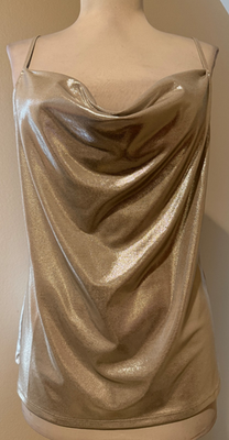 #ad WHBM White House Black Market Womens Metallic Silver Shirt Top NWT $59 Small $18.71