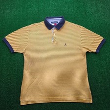 Vintage 90s Tommy Hilfiger Striped Crest Polo Shirt Mens Large Yellow Golf