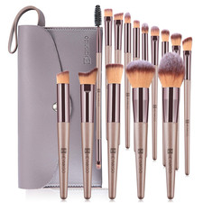 Makeup Brushes 15PCS Champagne Gold Professional Makeup Brush Set Foundation Bru