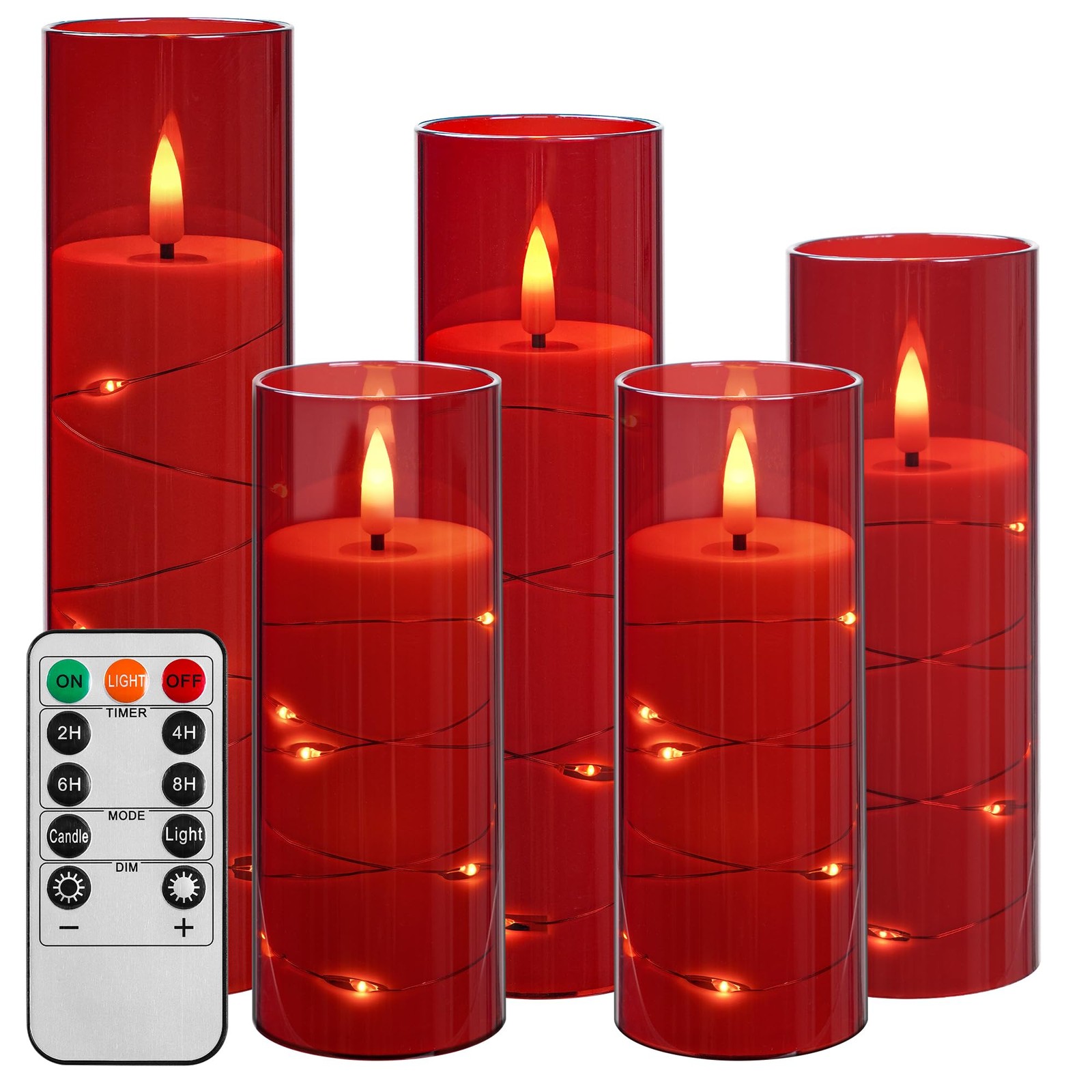 Bougie LED avec guirlandes lumineuses programmables pour mariage et fête