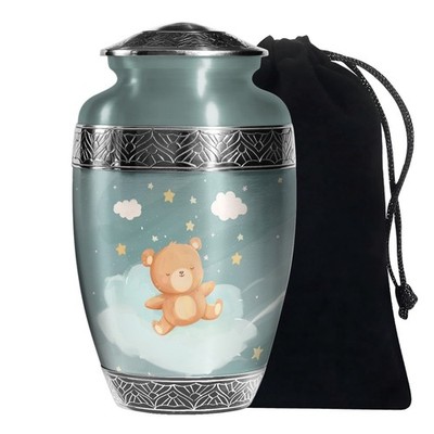 Brown Baby Bear Funeral Large Urn For Ashes For Father Adult (10 Inch)