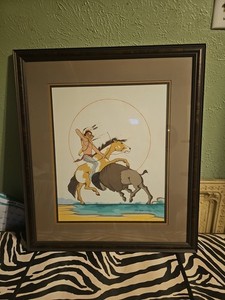 ARCHIE BLACKOWL PAINTING CHEYENNE TRIBAL NATIVE ARTIST DISNEY BUFFALO INDIAN