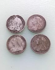 Four 4 Silver Queen Victoria Old Head 1895 1896 1897 1898 Silver Coins