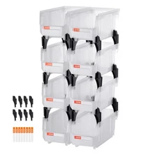 VEVOR Plastic Stackable Storage Bins 8 pcs Garage Organizer Bins Transparent