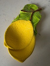 Vintage 1960s MCM Lemon Shaped Ceramic Yellow Spoon Rest Dish Japan EUC