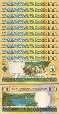 Rwanda 100 Francs 2003, UNC, 10 Pcs LOT, Consecutive, P-29b