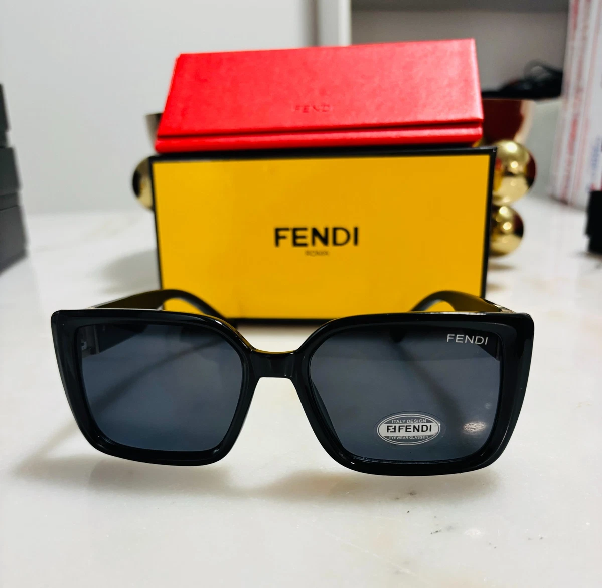 Fendi FF0025/S Sunglasses - Black & Yellow - Authentic W/Pouch & Card image?url=https://images.  main image 3