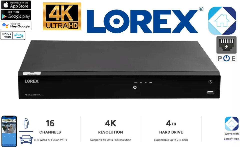 Lorex Fusion NVR 4K 4TB + 16 IP Camera Wired / Fusion Smart Security System NEW⭐ - Image 3 of 4