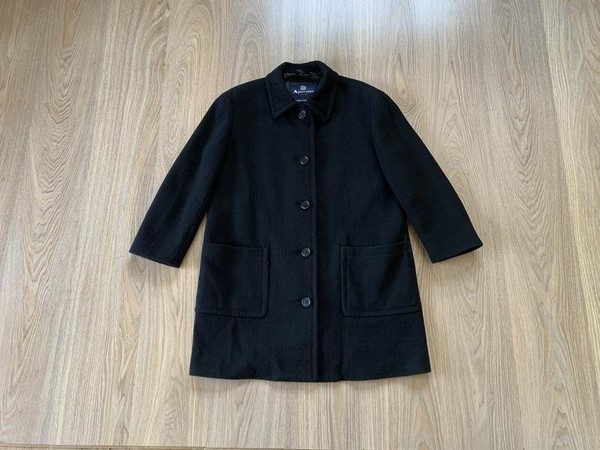 Women Aquascutum Coat Black Wool 38 / M / 46