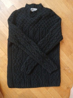 Knit By Hand Sweater Fisherman Limited Wool Nordic Vintage Chunky L 