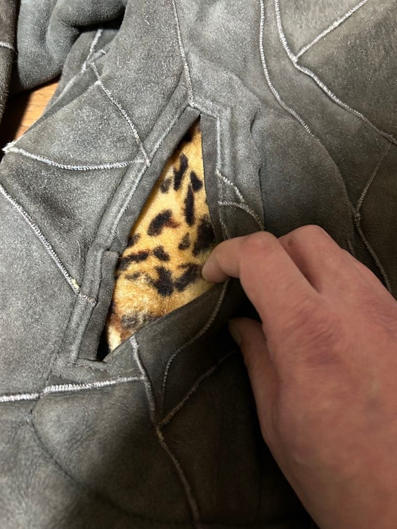 NEEDLES Brown Patchwork Shearling Bomber Jacket M… - image 5