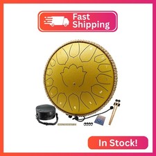 BETESINE 13-Inch 15-Note Steel Tongue Drum, C Major, Rock Gold