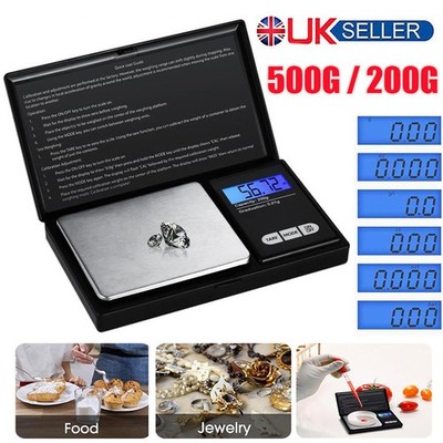 Digitale Waage 0,01 g, 500 g 200 g Taschenwaage Mini Gold Küche Gramm UK